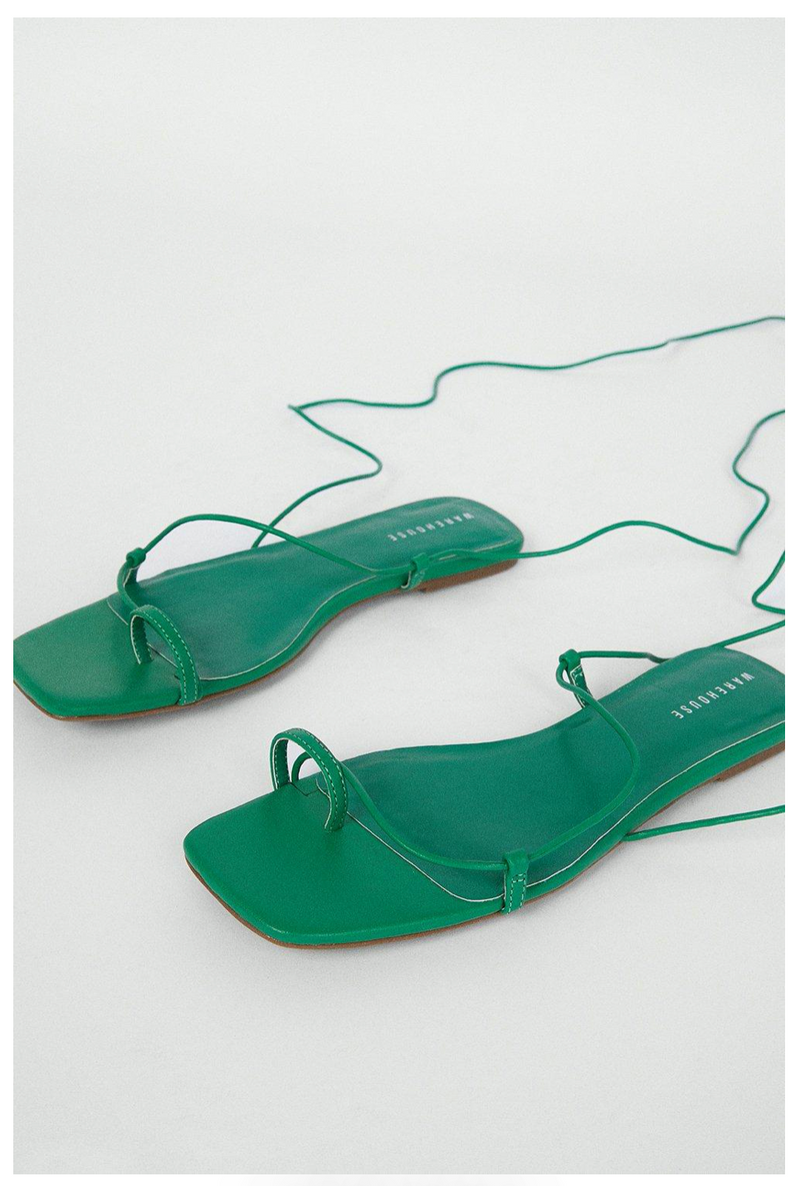 Strappy Flat Sandal | Green